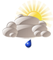 Mostly cloudy with light rain