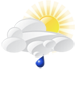 Partly cloudy with light rain